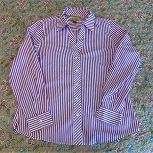 Gold Label Pink & White Striped Non-Iron Women’s Button-Down Shirt